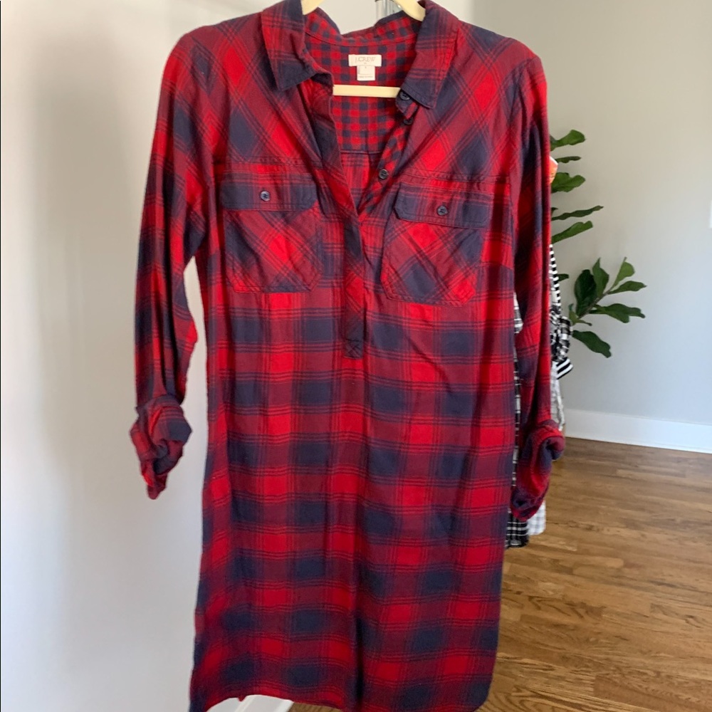J. Crew factory plaid flannel shirt dress